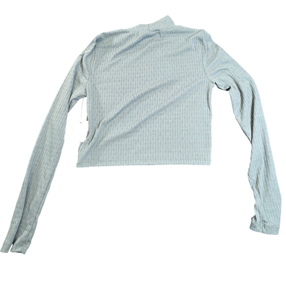 Altar'd State Ribbed Mock Neck Top Womens XS Stormy Sea Blue Green Cropped NWT